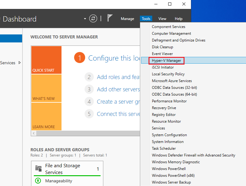 Open Hyper-V Manager